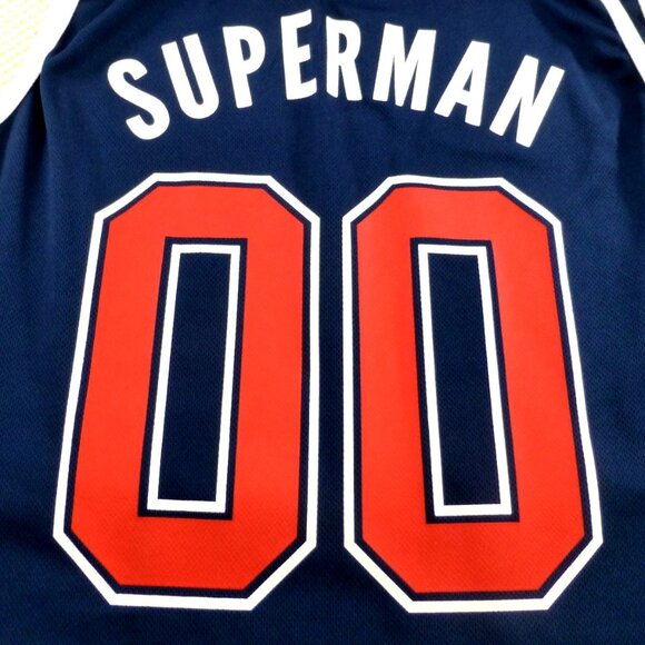 Superman Mens Athletic Tank Top Navy Red Sleeveless Jersey "00" Logo Size M 100% - Picture 9 of 9